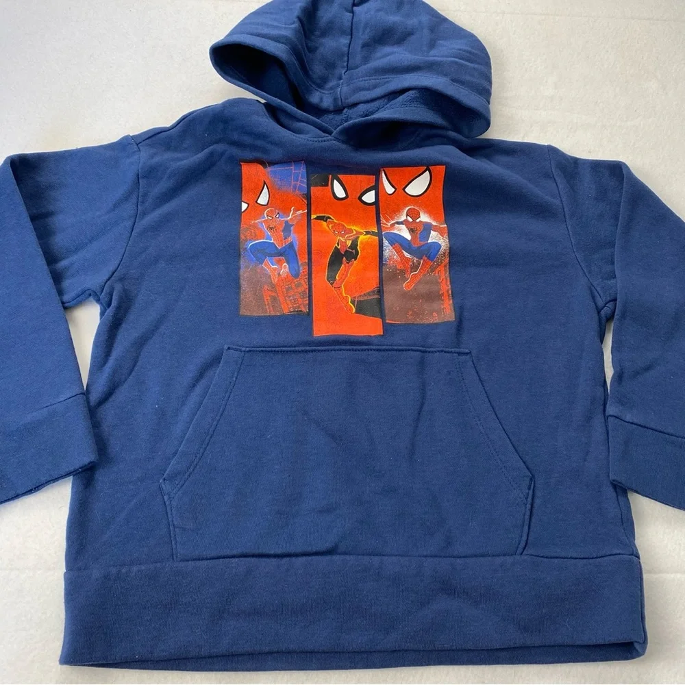 Old Navy Blue Spider Graphic Pullover Hoodie Boys Size 8